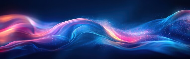 Obraz premium Vibrant blue and purple liquid waves with neon light reflection