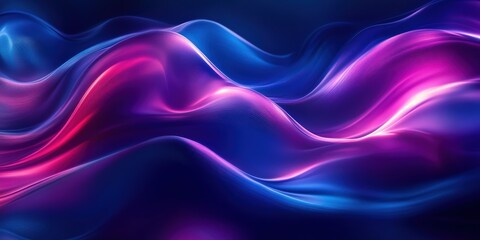 Fototapeta premium Vibrant Blue and Purple Liquid Waves with Neon Glow Reflection