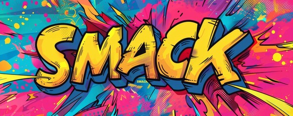 Fun pop art background with "SMACK" text. Bold graphics, Retro patterns, Colorful vector