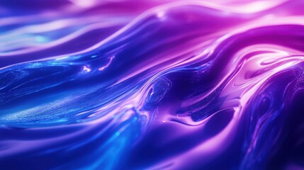 Vibrant Blue and Purple Liquid Waves with Neon Glow Reflection