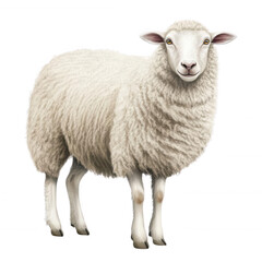 Fototapeta premium White sheep standing, transparent background