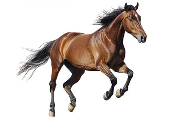 Fototapeta premium Brown horse running, transparent background
