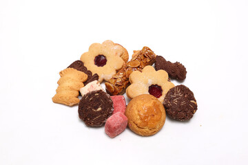 白背景の様々なクッキー