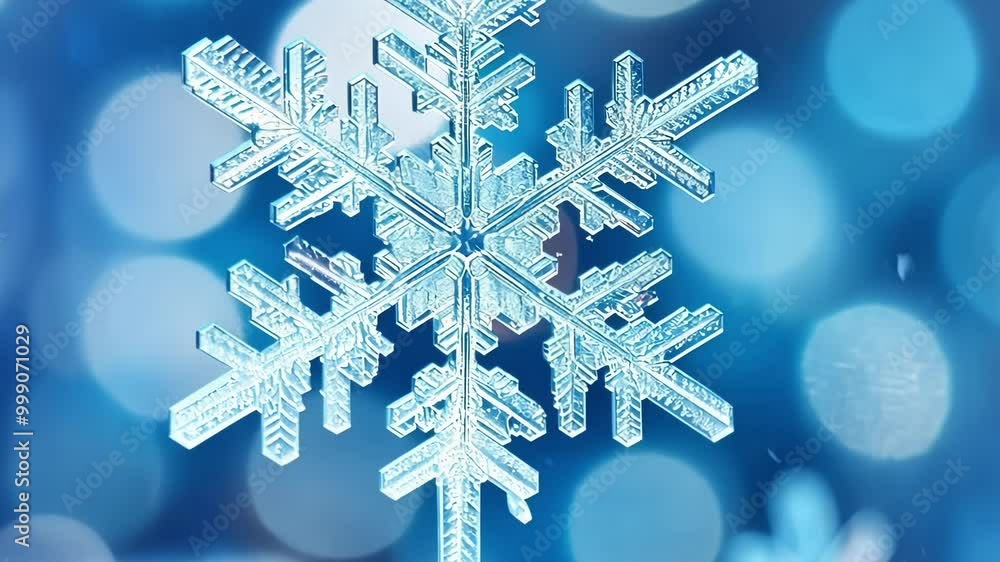 Poster macro photograph of a snowflake with intricate details, showcasing the beauty and uniqueness of natu