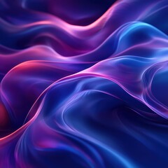 Obraz premium Vibrant Blue and Purple Liquid Waves with Neon Glow Reflection