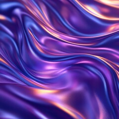 Vibrant blue and purple liquid waves with neon light reflection