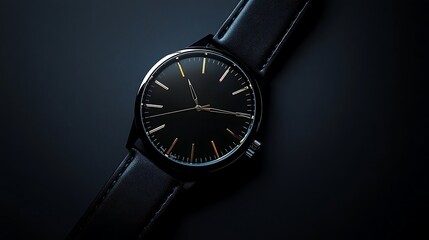 A classic wristwatch with a black face and gold accents.