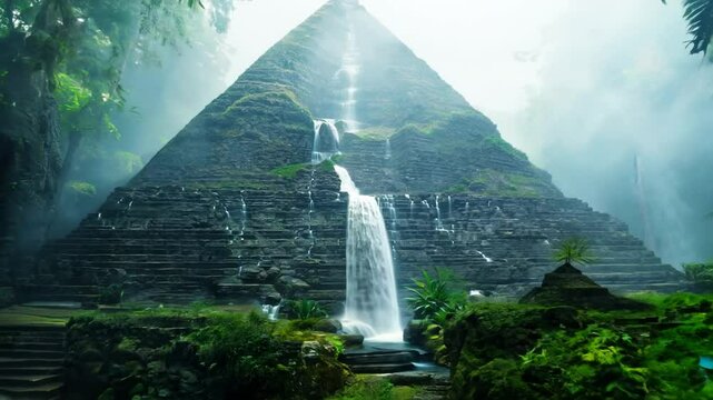 Waterfall Pyramid Nature Forest