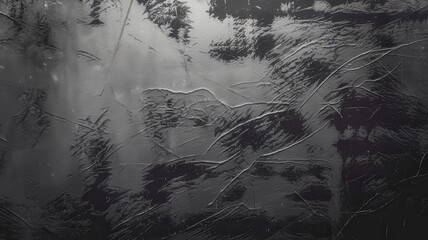 Abstract textured black and gray surface with intricate patterns and reflective finish.