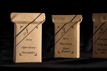 Sachets de savon fait maison en studio