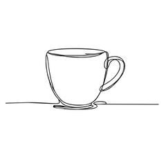 Cup. Icon. Vector drawing. One-line drawing. A simple drawing depicting a continuous line of a tableware item for a liquid or drink.