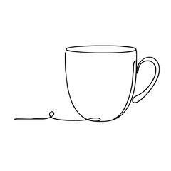 Cup. Icon. Vector drawing. One-line drawing. A simple drawing depicting a continuous line of a tableware item for a liquid or drink.