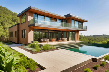 Fototapeta premium Arquitectura y hogar. Una casa de diseño de campo minimalista moderna