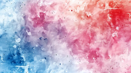 Abstract watercolor background with shades of pink, blue, and white.