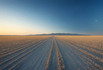 Fototapeta premium golden sunset over vast field