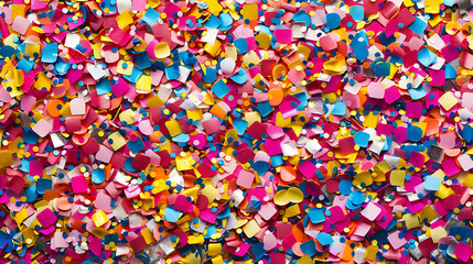 Colorful confetti scattered on a surface.