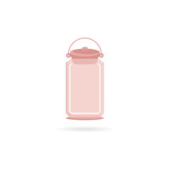 Empty glass jar vector. Stylish jar with tag icon. Simple jar container with a sticker on the lid vector. Kitchen glass jar vector. Cute glass container icon. Vector illustration.