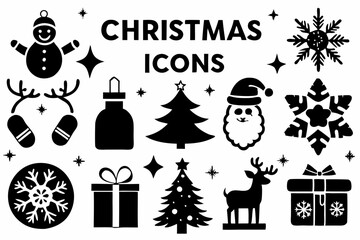 Christmas icons set. silhouette Vector illustrations.