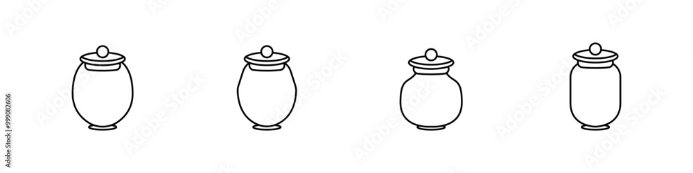 Aufkleber set of jars vector icons. set of magic jars with tags. urns outline vector. simple jars set. a jar w