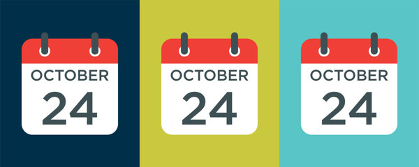 calendar - October 24 icon illustration isolated vector sign symbol