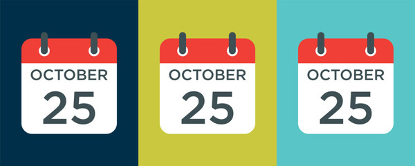 calendar - October 25 icon illustration isolated vector sign symbol