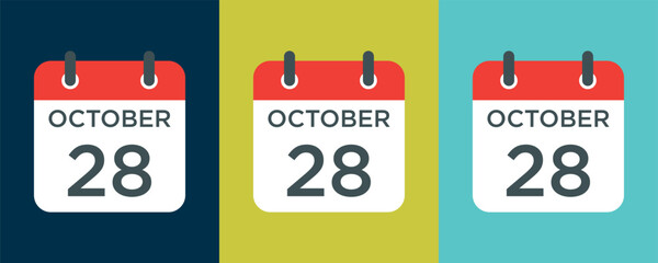 calendar - October 28 icon illustration isolated vector sign symbol