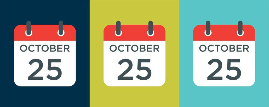 calendar - October 25 icon illustration isolated vector sign symbol