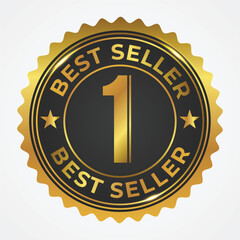 Best seller golden badge with number one inside