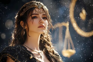 Libra zodiac sign woman in fantasy style