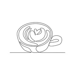 One continuous line drawing of  coffee design vector illustration. Coffee with great toping design in simple continuous line style vector concept. Suitable design for coffee shop business promotion.
