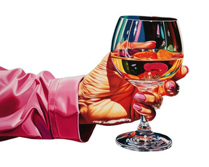 PNG A hand holding a Wine wine glass drink.