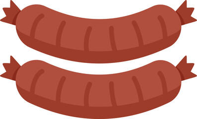 Simple flat vector illustration of two sausages isolated on a white background