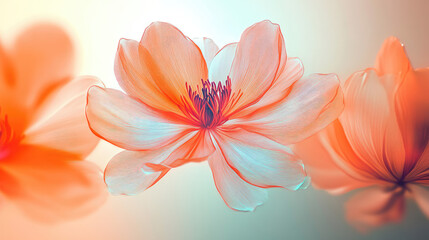 Fototapeta premium the vector graphic of flowers on the blue color background 