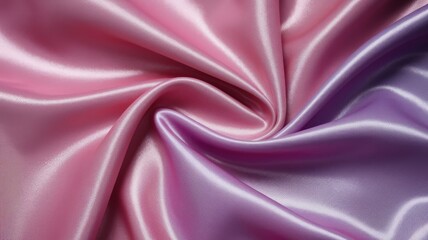 Obraz premium Close-up of smooth, luxurious silk fabric in pink and purple shades, creating elegant folds.