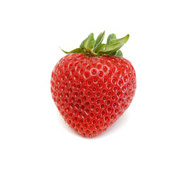Fresh red ripe strawberry isolated on white, macro image