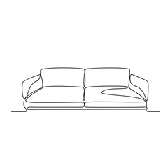 One continuous line drawing of Furniture set vector illustration. Sofa set design in simple continuous linear style vector concept. Furniture themes design for educational presentation purpose.