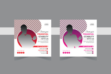 Modern Business banner for social media posts. Vector design Editable minimal square banner template.