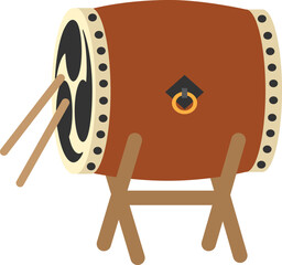 Traditional Japanese Taiko Drum Magatama flat icon.