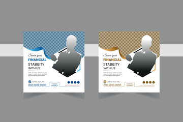 Modern Business banner for social media posts. Vector design Editable minimal square banner template.