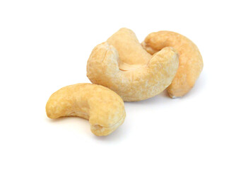 Cashew nuts on white background