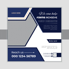 Modern Business banner for social media posts. Vector design Editable minimal square banner template.