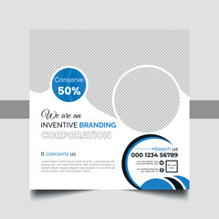 Modern Business banner for social media posts. Vector design Editable minimal square banner template.