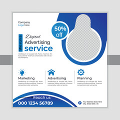 Modern Business banner for social media posts. Vector design Editable minimal square banner template.