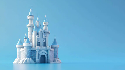 illustration of the castle on blue background