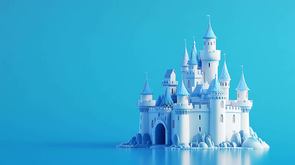 illustration of the castle on blue background