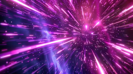 Abstract Purple and Pink Glowing Lines in Space