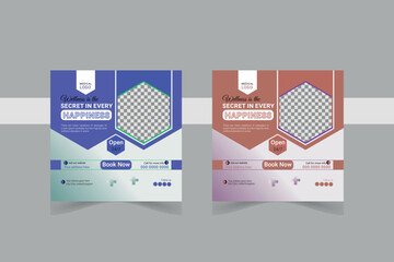 Modern Business banner for social media posts. Vector design Editable minimal square banner template.