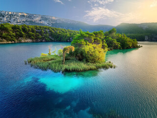 landscape with lake and mountains