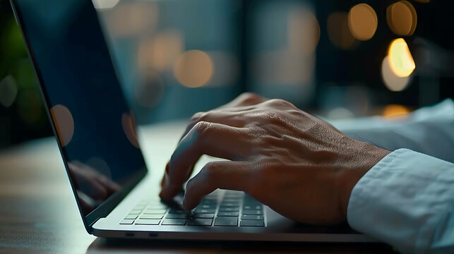 A businessman working on a laptop