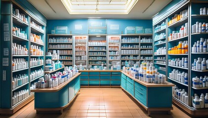 shelves in a library